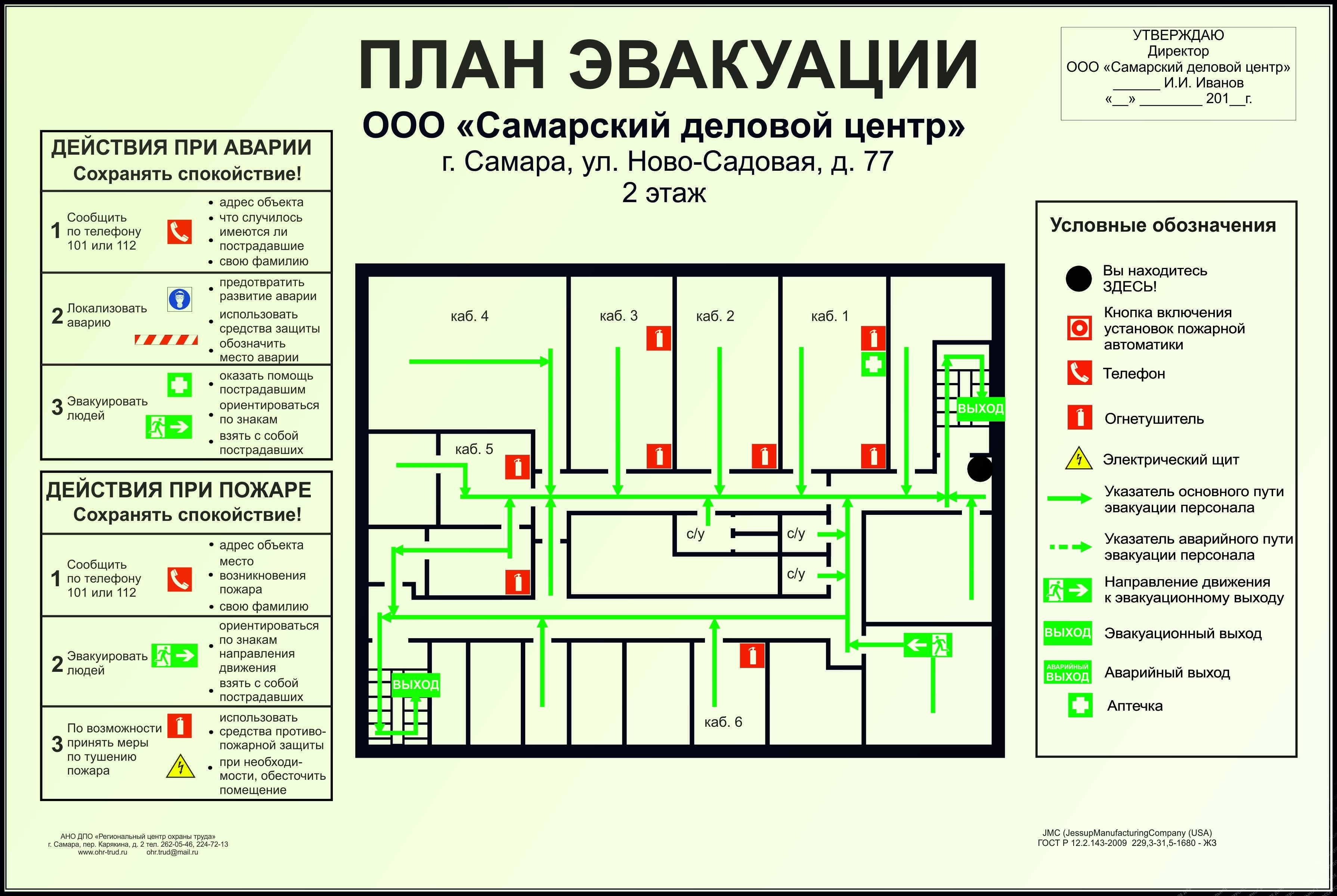 План пожарной эвакуации по ГОСТУ схема 2 этажа